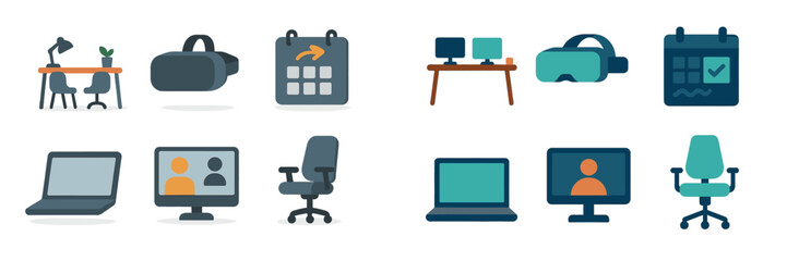 Poster - Innovative workspace elements highlighting modern technology and virtual experiences in a digital office setup