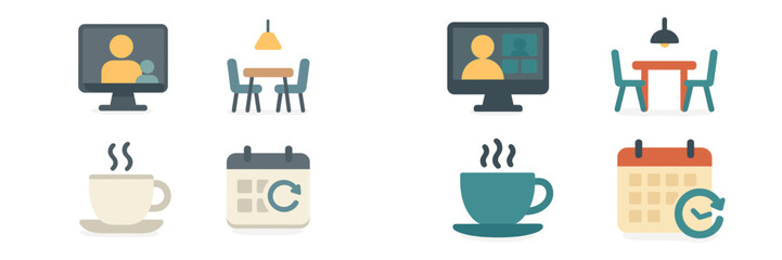 Poster - Virtual meetings and coffee breaks enhance remote work productivity during busy afternoons
