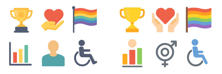 Aufkleber - Colorful symbols representing love, diversity, and inclusion celebrating community at a pride event or social gathering