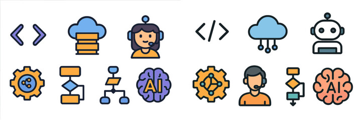 Aufkleber - Modern icons representing technology and artificial intelligence in collaboration and support environments