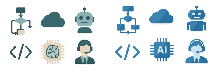 Aufkleber - Various icons representing artificial intelligence concepts and technologies in a colorful and cohesive layout