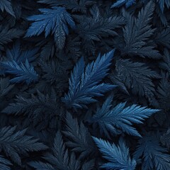 Poster - seamless texture frost patterns create captivating blue resembling delicate leaves, perfect for backgrounds. design embodies artistic chaos, enhancing visual appeal generative ai