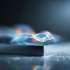 Poster - Abstract digital art featuring luminous, fluid energy above a sleek surface. Perfect for tech, science, or innovation concepts. Evokes dynamism and power.