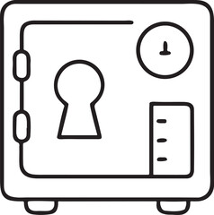 Poster - Locker Icon, School Cabinet with Lock and Keyhole, Clean Storage Unit Vector in Minimal Black Line Style
