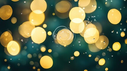Wall Mural - golden bokeh on a teal background