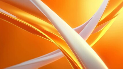 Poster - Abstract ribbons in warm orange tones interweave creating a dynamic and visually appealing display of flowing shapes and gradient colors.