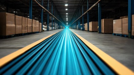 Poster - Warehouse Conveyor Belt: Futuristic Flow of Goods and Logistics