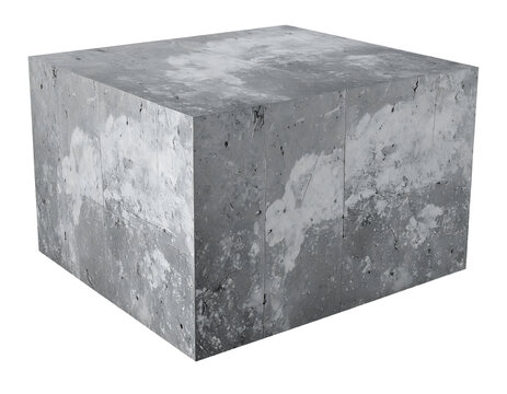 3d rendered sculpture of aged concrete cube with weathered surface and subtle cracks on isolated background
