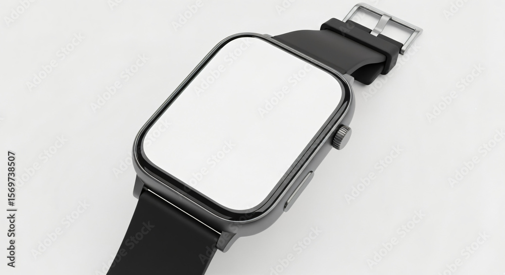 Foto de Stock Smartwatch with a black band. The watch has a rectangular ...