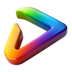 Fototapete - Glossy 3 D Play Button Arrow Shape with Rainbow Gradient Colors on Black Background symbol