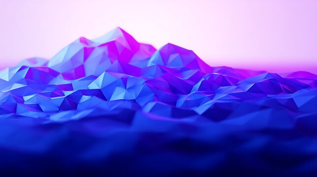 Abstract polygonal landscape of vibrant blues and purples.
