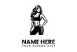 © vectorvovdesign - A stylized black and white illustration of a fit woman posing confidently.