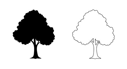 Poster - Silhouette Trees: A minimal duo of stylized tree illustrations, capturing the essence of nature's beauty through contrasting black and white. Embodying simplicity.