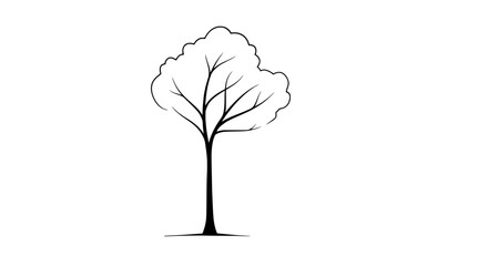 Poster - Serene solitary tree in nature: A minimalist illustration presents a lone tree against a clean, bright, backdrop, emphasizing nature's purity.