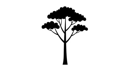 Poster - Silhouette Tree Icon: A minimalist silhouette of a tree, ideal for logos, illustrations, and design projects. Its simple yet evocative form conveys strength, growth, and nature.