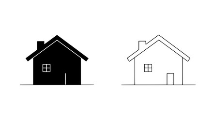 Poster - Home Icons: Minimalist house icons in black and white, symbolizing shelter, security, and the concept of home. 