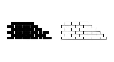 Poster - Brick Wall Pattern: Black and White Brickwork Design: A versatile graphic resource featuring two variations of a brick wall pattern - one in solid black and the other in a simple line drawing.
