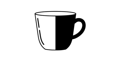 Poster - Minimalist Mug: A sleek, monochrome illustration of a mug, split in half to showcase a modern design, evoking a sense of simplicity and sophistication.