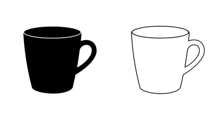 Poster - Monochrome Mug Collection: A study of minimalist design showcases a pair of simple mugs. One stands bold in black, its twin in white, inviting the viewer into a world of subtle contrast and pure form.