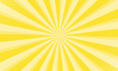 Aufkleber - Radiant yellow background. Pop art comic book background. Sunburst yellow background with radial lines and halftone dots. 