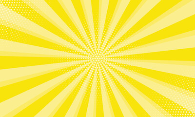 Aufkleber - Radiant yellow background. Pop art comic book background. Sunburst yellow background with radial lines and halftone dots. 