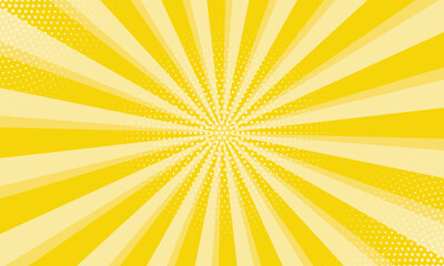 Aufkleber - Radiant yellow background. Pop art comic book background. Sunburst yellow background with radial lines and halftone dots. 