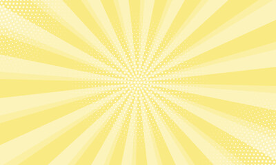Aufkleber - Radiant yellow background. Pop art comic book background. Sunburst yellow background with radial lines and halftone dots. 