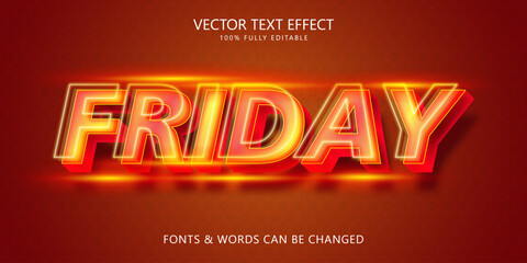 Wall Mural - Friday red futuristic editable text effect, Modern neon text style