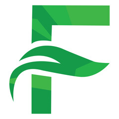 Poster - Low poly and initial f letter logo with creative symbol vector design template