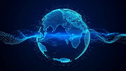 Poster - Abstract digital globe with glowing particles