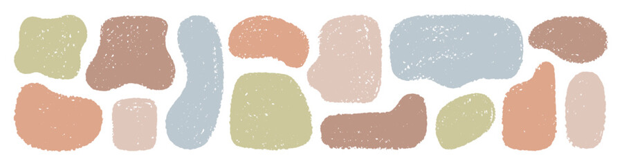 Aufkleber - Shape frame. Irregular organic text box set. Square round rectangle doodle bg. Abstract bubble vector form. Pastel autumn color hand drawn shapes background. Irregular frame, blob and text box pattern