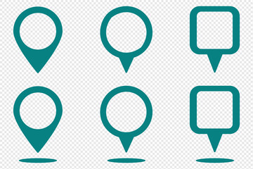 Poster - Set of location pin icons. Map marker pointer symbols, GPS location. Navigation map, location navigation icon, geo location point. Eps 10