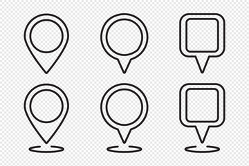 Poster - Location pin icon collection. Location Pin Icon, GPS Marker, Map Pointer. Location pin icon in editable stroke, outline styles. For navigation, maps and geolocation designs in apps, websites.