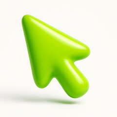 Fototapete - Shiny bright green computer mouse cursor arrow isolated on white background
