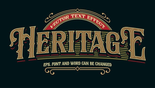 Heritage editable text effect, typography vintage style