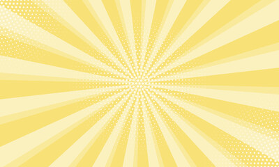 Aufkleber - Radiant yellow background. Pop art comic book background. Sunburst yellow background with radial lines and halftone dots. 