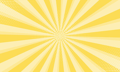 Aufkleber - Radiant yellow background. Pop art comic book background. Sunburst yellow background with radial lines and halftone dots. 