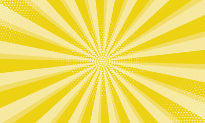 Aufkleber - Radiant yellow background. Pop art comic book background. Sunburst yellow background with radial lines and halftone dots. 