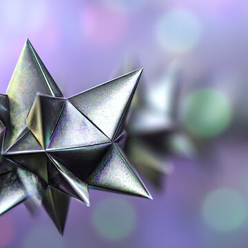 Detailed close-up of abstract metallic star shapes.