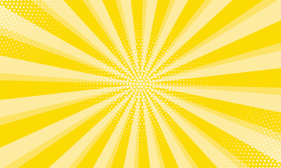 Aufkleber - Radiant yellow background. Pop art comic book background. Sunburst yellow background with radial lines and halftone dots. 
