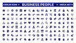 © artshuvo - Business people solid icons set. Businessman solid icons collection. Teamwork, human resources, meeting, partnership, meeting, work group, success, resume.