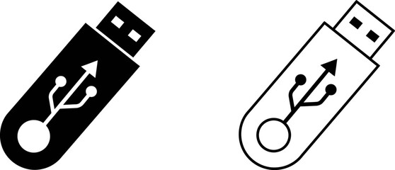 Poster - Vector usb drive icon illustration for data storage and file transfer in black and white design style vector