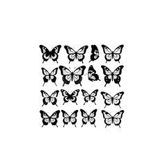 Aufkleber - Collection of sixteen black and white butterfly vector graphics