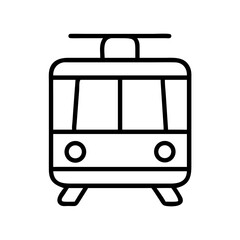Poster - Vector illustration of a trolleybus public transportation vehicle isolated on white background icon line art