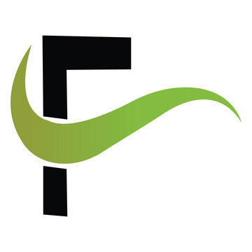 
Abstract letter f green leaf logo