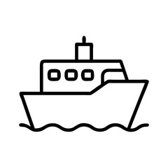Poster - Outline drawing of a cruise ship vector icon for travel and tourism related designs and projects online