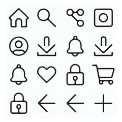 Fototapete - A vector set of social media and web icons, featuring symbols for internet, business, music, and love