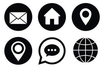 Fototapete - A vector set of web icons and map pointer symbols for business communication and website design