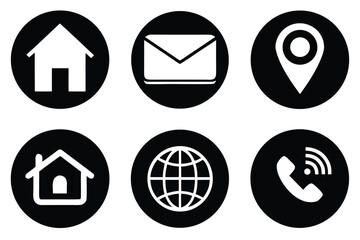 Fototapete - A collection of symbols, buttons, and illustrations for internet, mail, phone, and home business information