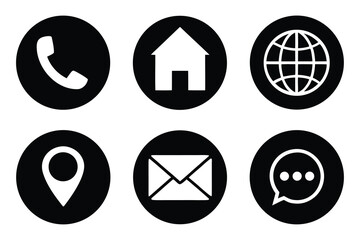 Fototapete - House icon set with home, mail, and phone symbols for web and business design